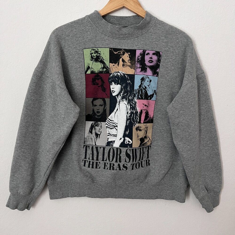Taylor Swift Sweatshirt S Gray The Eras Tour Crewneck Fleece Pullover
